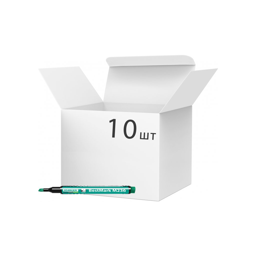 Маркер Stanger водостійкий, 1-4 мм, клин. накінечник зелений 10 шт (MARKER-PER-STM236G10) - зображення 1