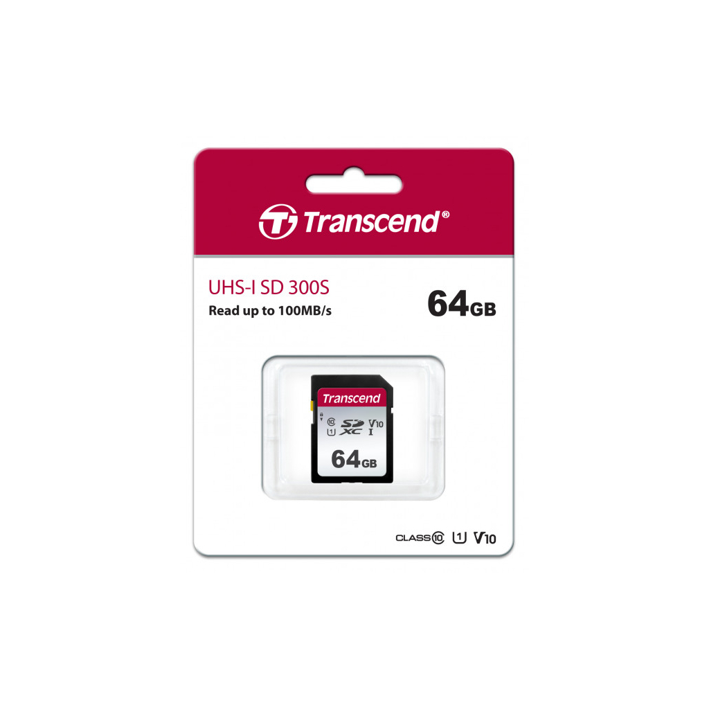 Карта пам'яті Transcend 64GB SDXC class 10 UHS-I U1 V10 (TS64GSDC300S) - зображення 2
