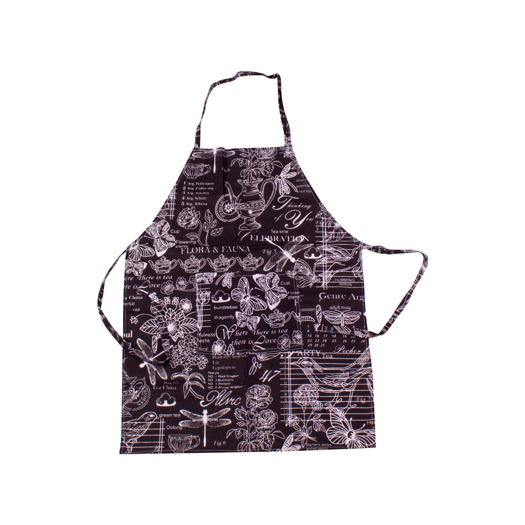 Фартух MirSon рогожа/напівпанама №216 - Black flowers (2200006754435) - зображення 1