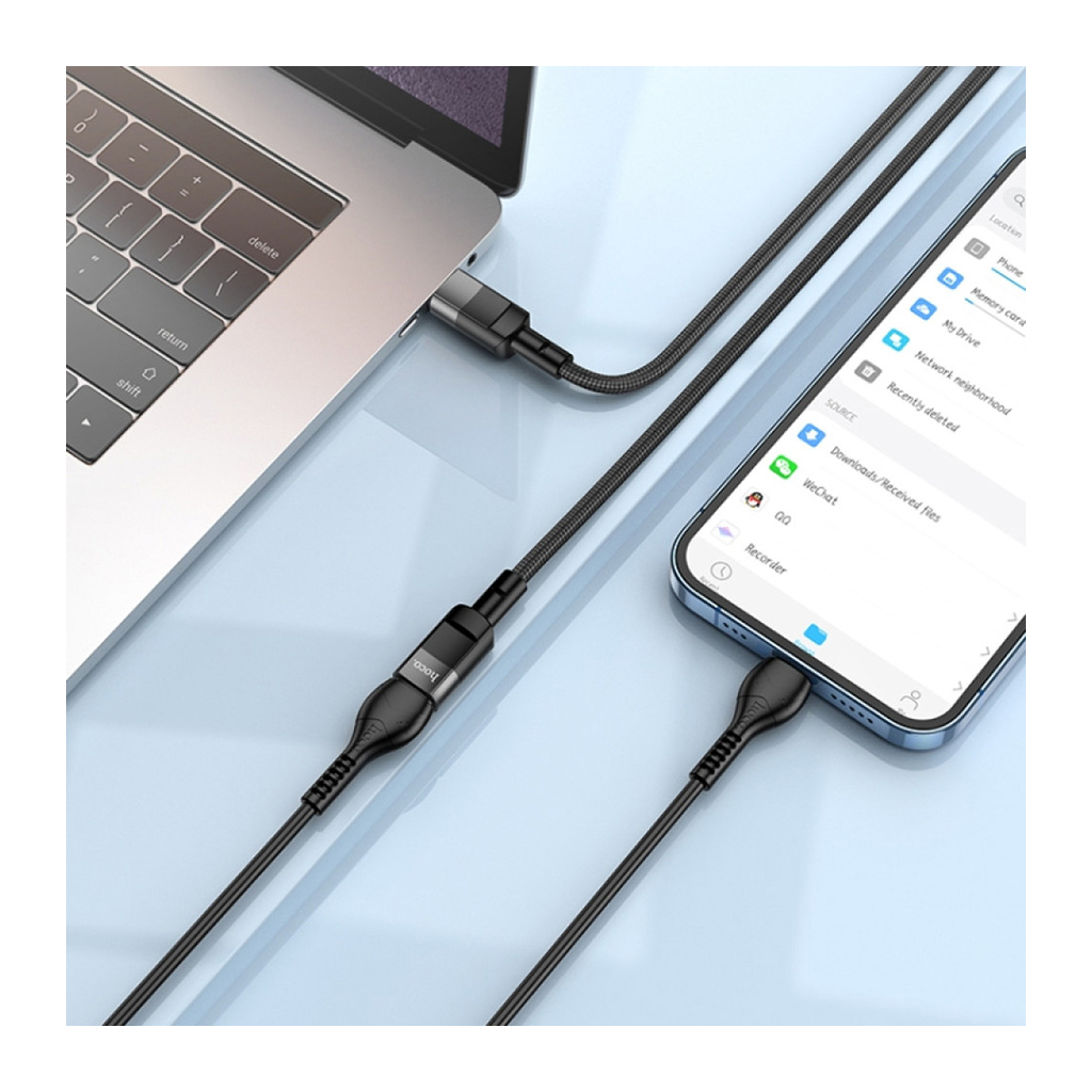 Дата кабель USB-C M/F 1.2m extension U107 black HOCO (6931474789990) - зображення 6