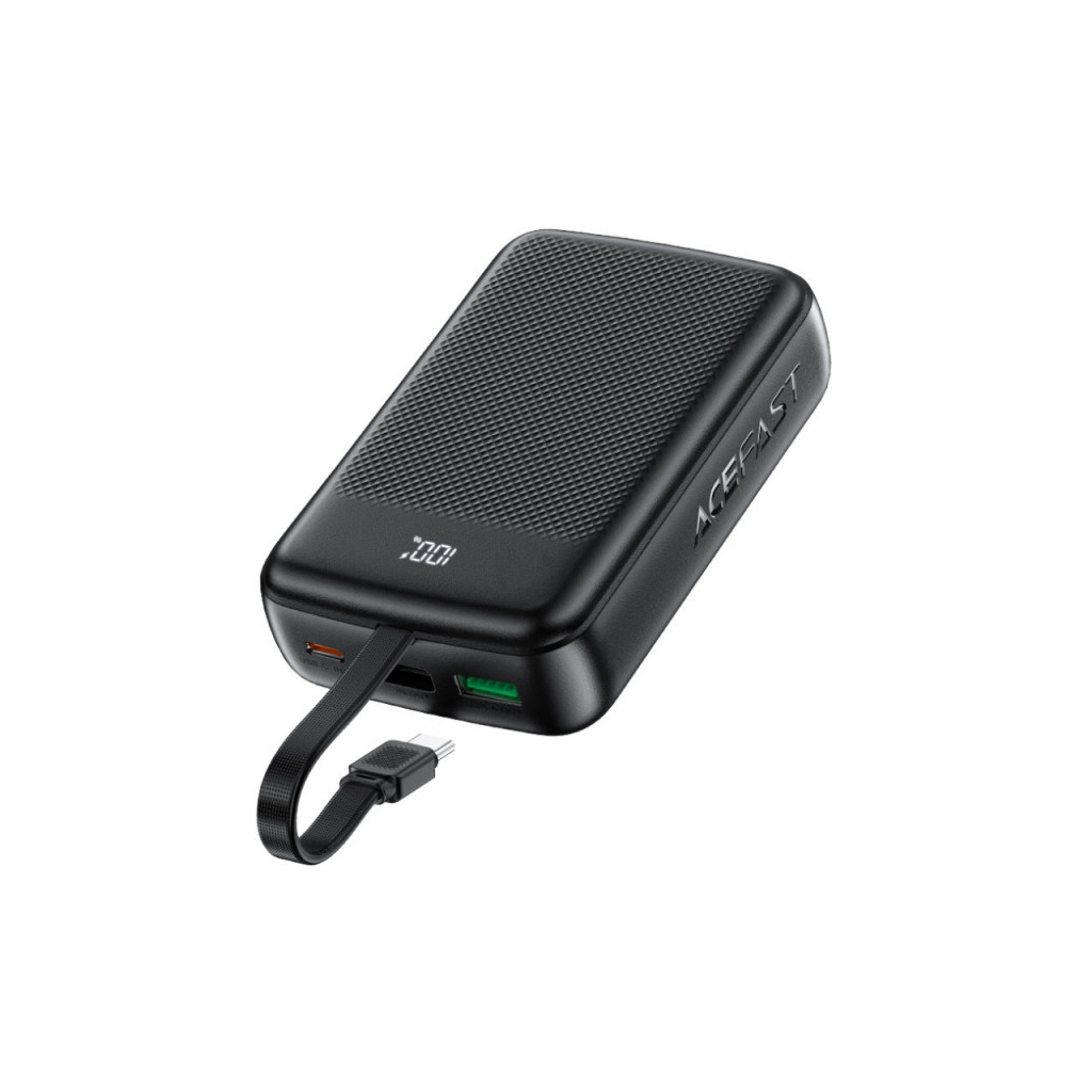 Батарея універсальна Acefast 20000mAh 22,5W PD, QC/3.0 USB-A+USB-C In/Out,build-in cable M14 Black (6974316283966) - зображення 4