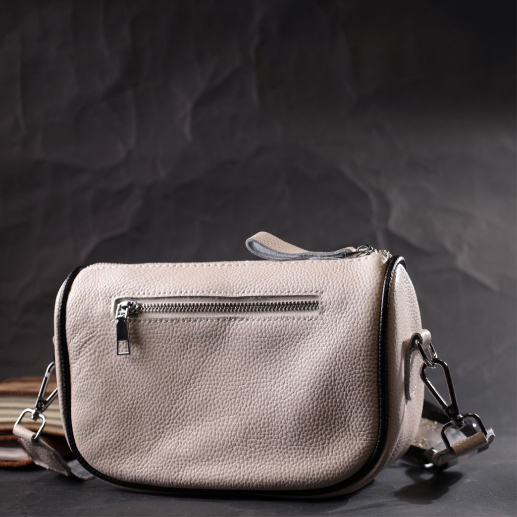 Сумка Vintage Жіноча крос-боді напівкруглого формату з натуральної шкіри Біла (22393) - зображення 9