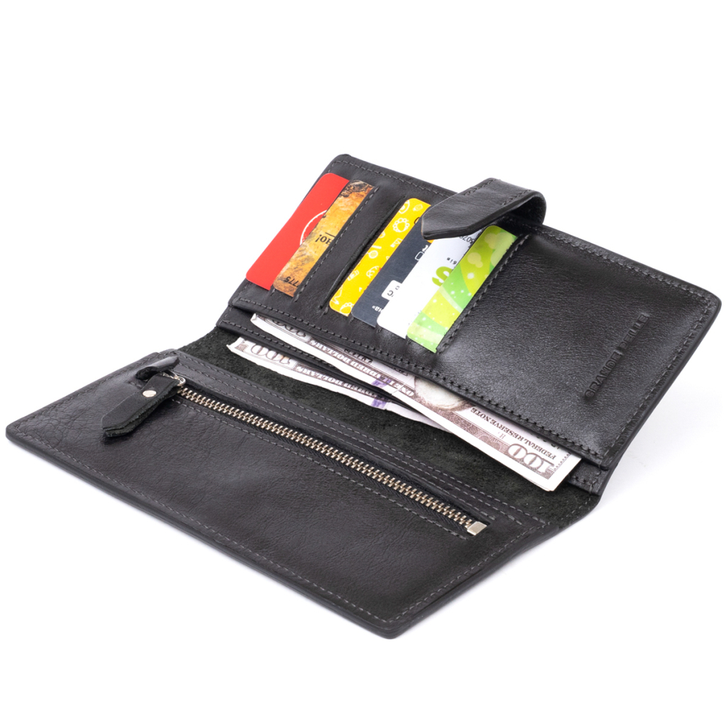 Гаманець Grande Pelle Anet на кнопці Чорний (11324) - зображення 5