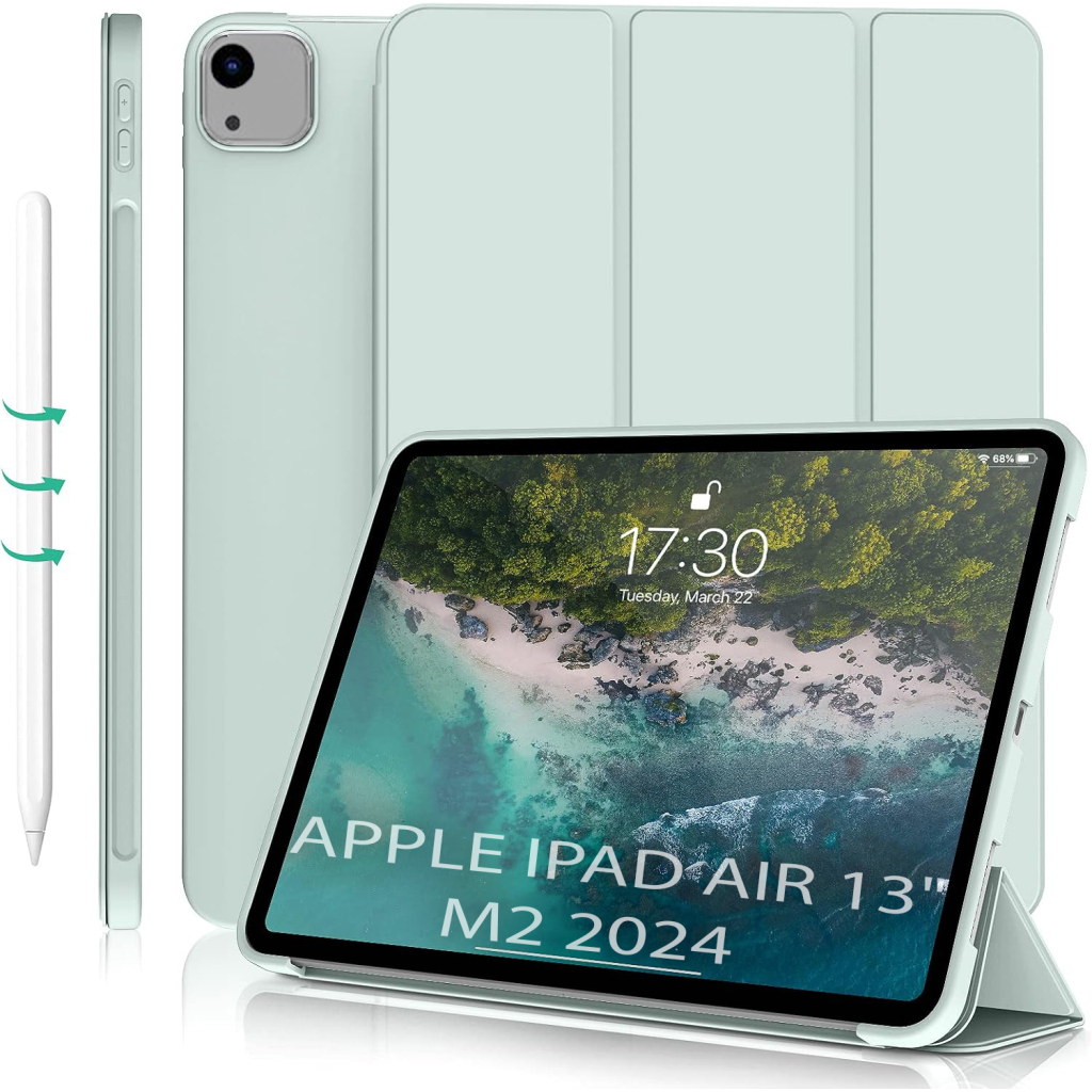 Чохол до планшета BeCover Tri Fold Soft TPU Silicone Apple iPad Air 13" M2/M3 (2024/2025) Light Green (711742) - зображення 1