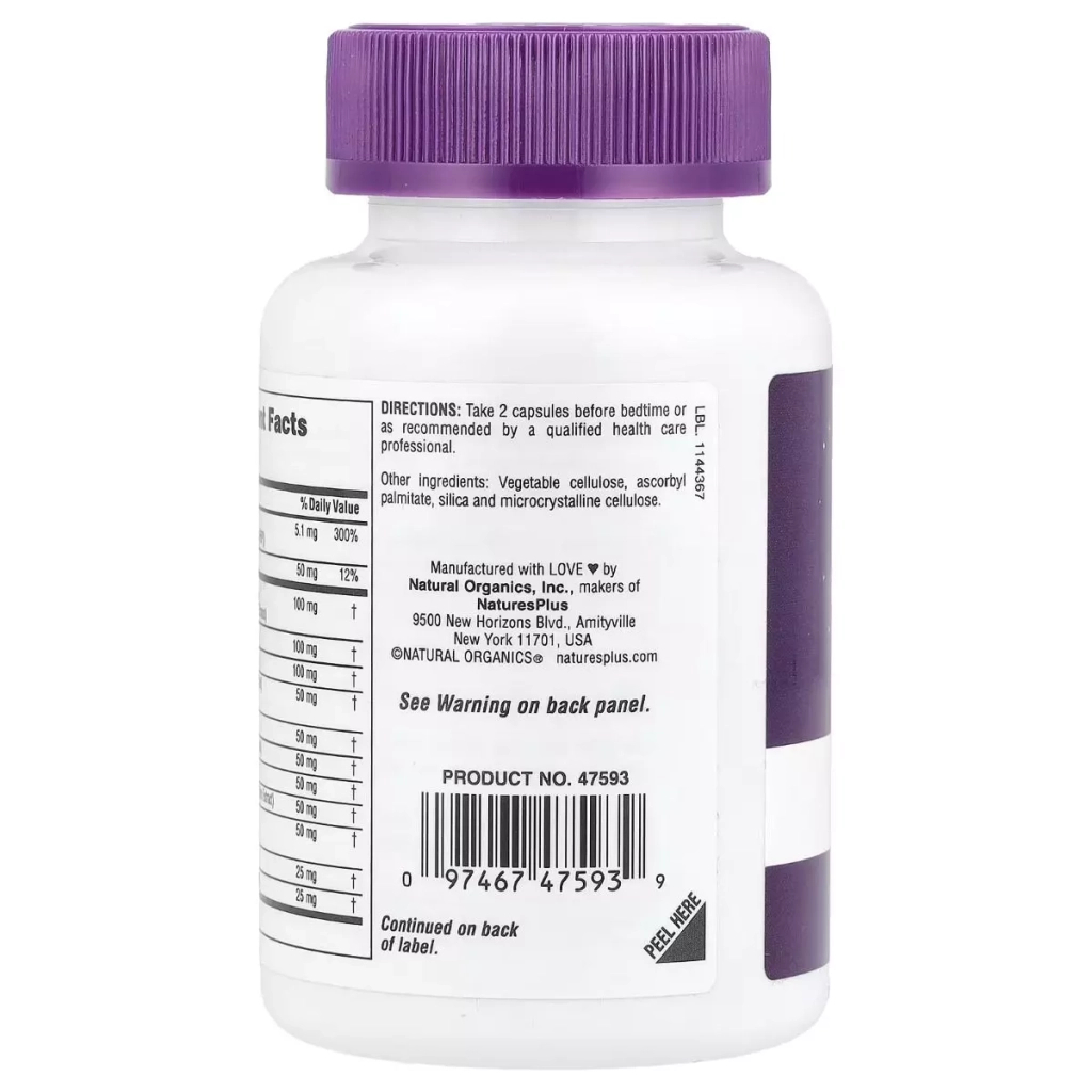 Вітамінно-мінеральний комплекс Natures Plus Комплекс для зняття стресу, без мелатоніну, Stress & Sleep Com (NAP-47593) - зображення 3