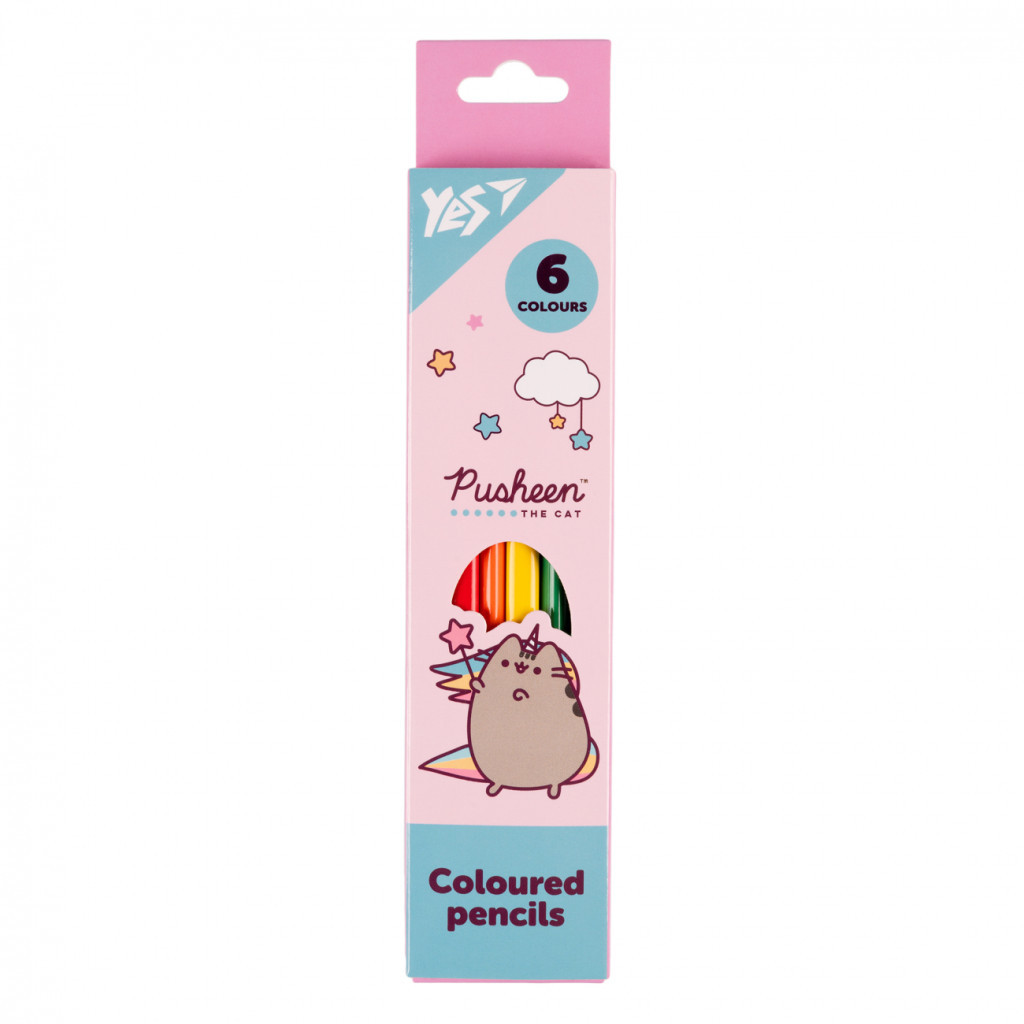 Олівці кольорові Yes 6 кольорів Pusheen рожево-бірюзовий (290725) - зображення 1