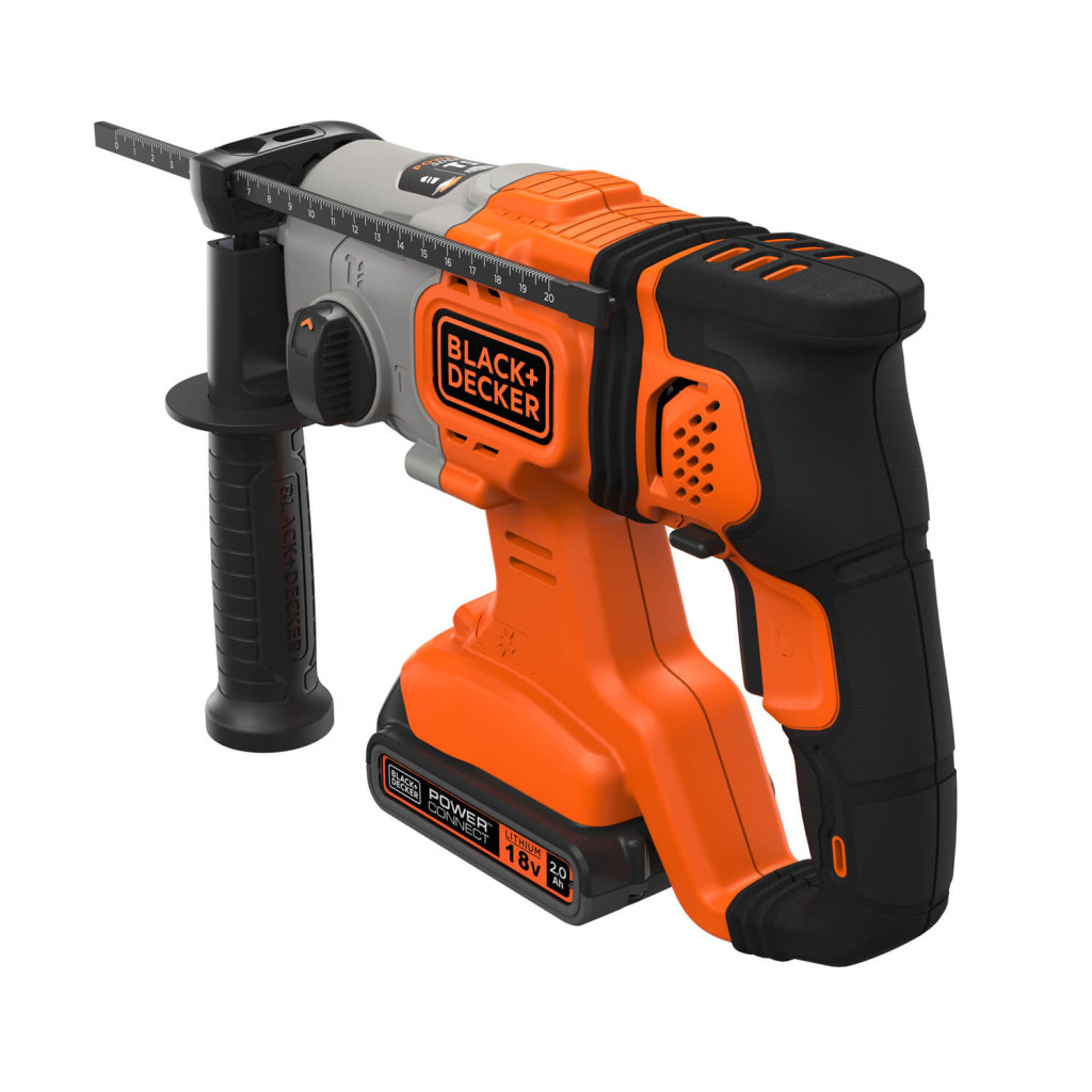 Перфоратор Black&Decker SDS-Plus,18 В, 2Ah, 1.2 Дж, 3 режими, сумка, 2.2 кг (BCD900D1S) - изображение 4
