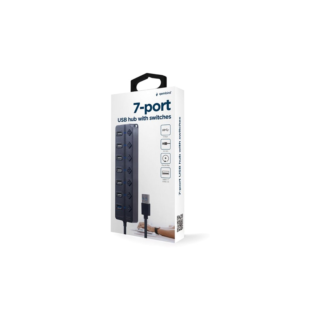 Концентратор Gembird 7 ports (1xUSB3.1+6xUSB2.0) switch black (UHB-U3P1U2P6P-01) - зображення 6