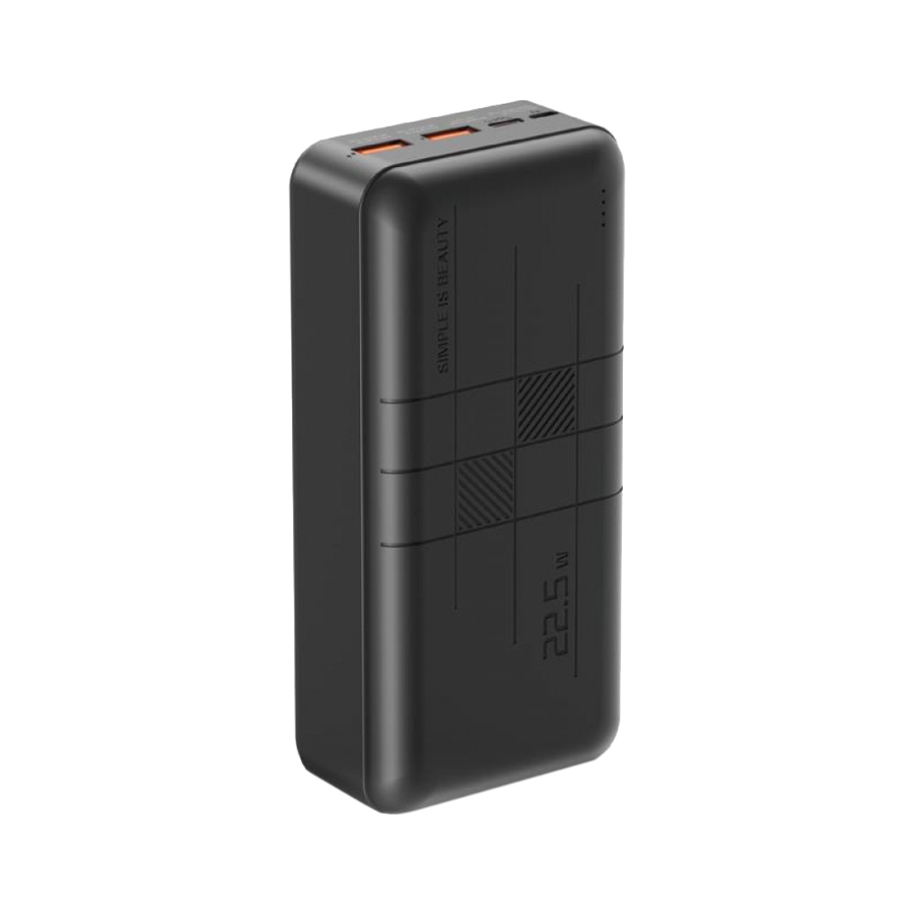 Батарея універсальна XO 30000mAh, PD/20W, QC3.0/22.5W, Input(Type-C,MicroUSB), Output(2*USB,Type-C), Black (XO-PR189B / 29189) - зображення 1