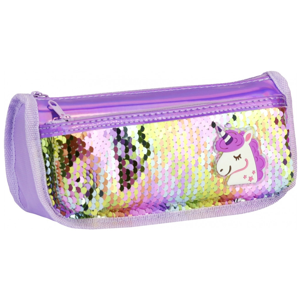 Пенал Cool For School 2 відділення з паєтками та аплікацією Фіолетовий (CF5949-purple) - зображення 1