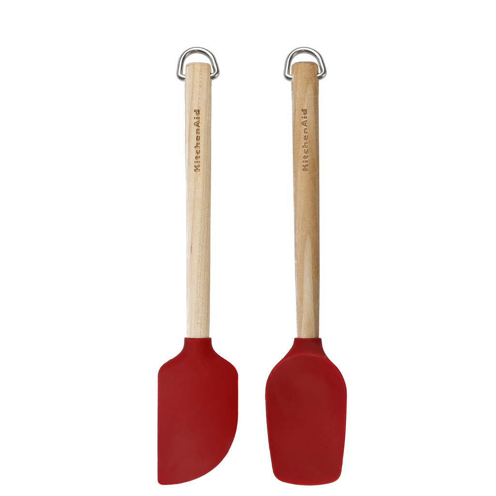 Лопатка кухонна KitchenAid Coreline для тіста, Набір 2 шт, 23,5 см, береза, червоний (KQR750OHERE) - зображення 1