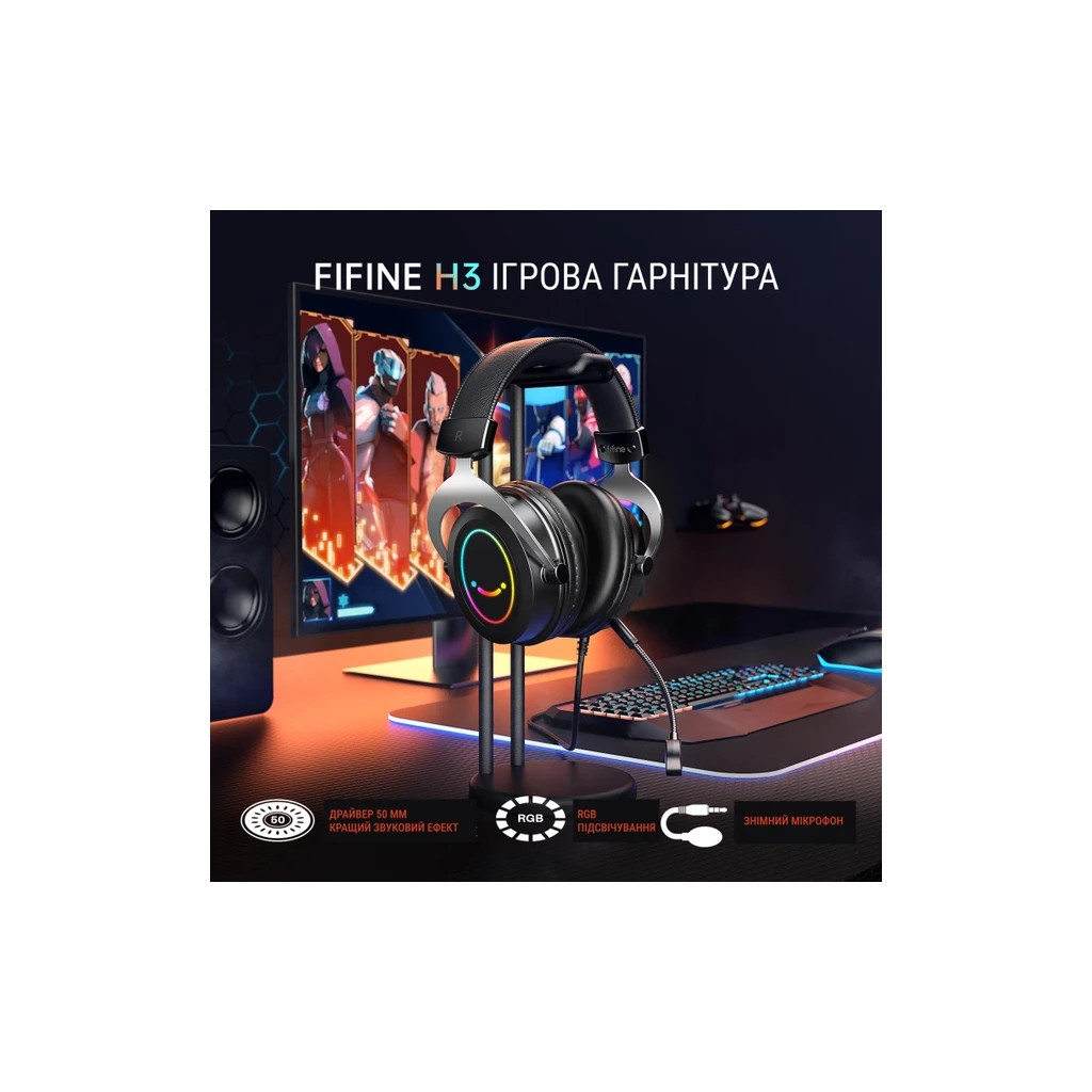 Навушники Fifine H3 RGB Black (H3) - зображення 9