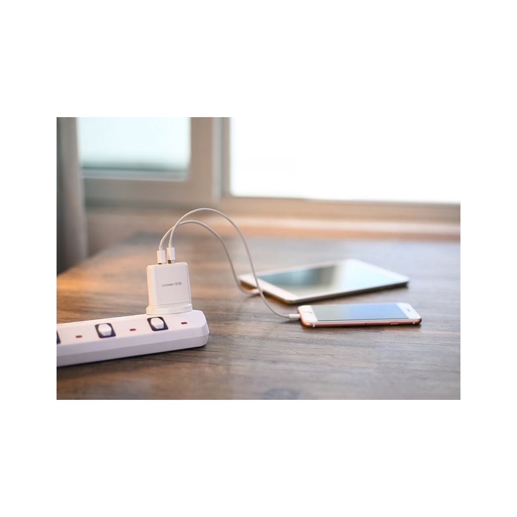 Зарядний пристрій Ugreen CD104 2xUSB 3.4A Charger (White) (20384) - зображення 9