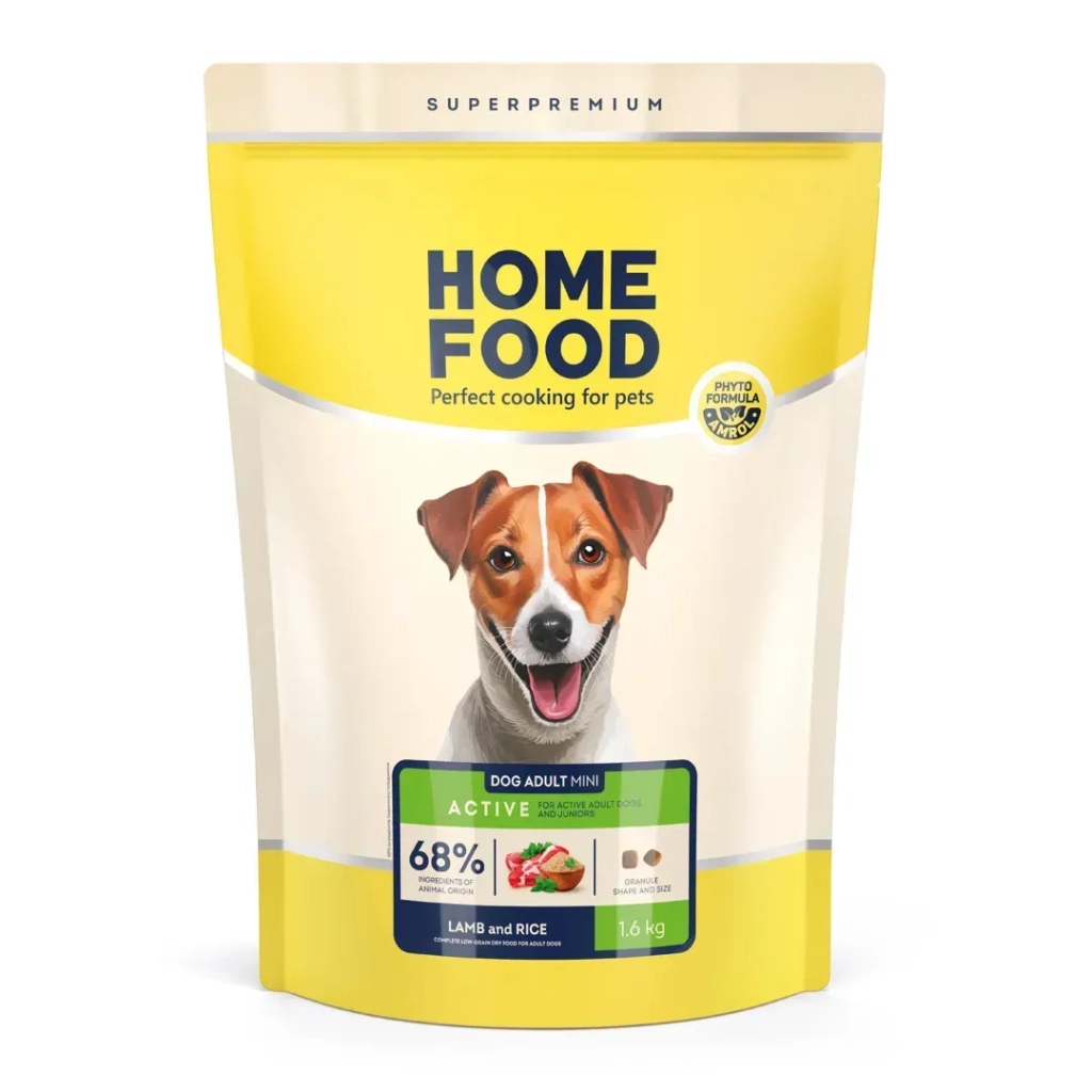 Сухий корм для собак Home Food ADULT MINI Low-grain For active adult and junior з ягням та рисом 1.6 кг (4820235020422) - зображення 1