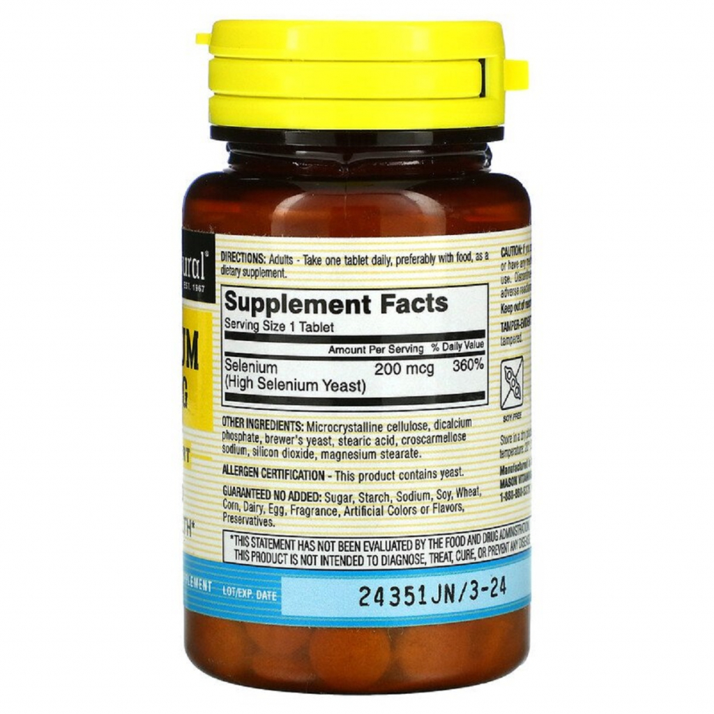 Мінерали Mason Natural Селен 200 мкг, Selenium, 60 таблеток (MAV-12495) - зображення 2