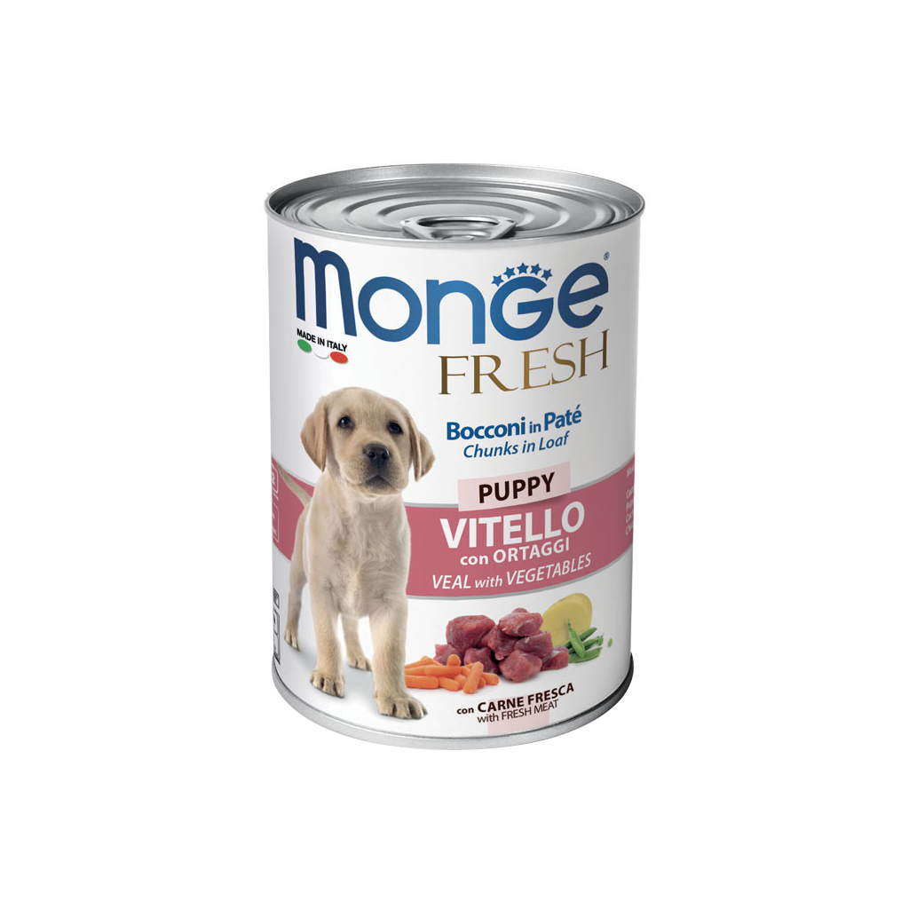 Консерви для собак Monge Dog FRESH Puppy телятина з овочами 400 г (8009470014441) - зображення 1