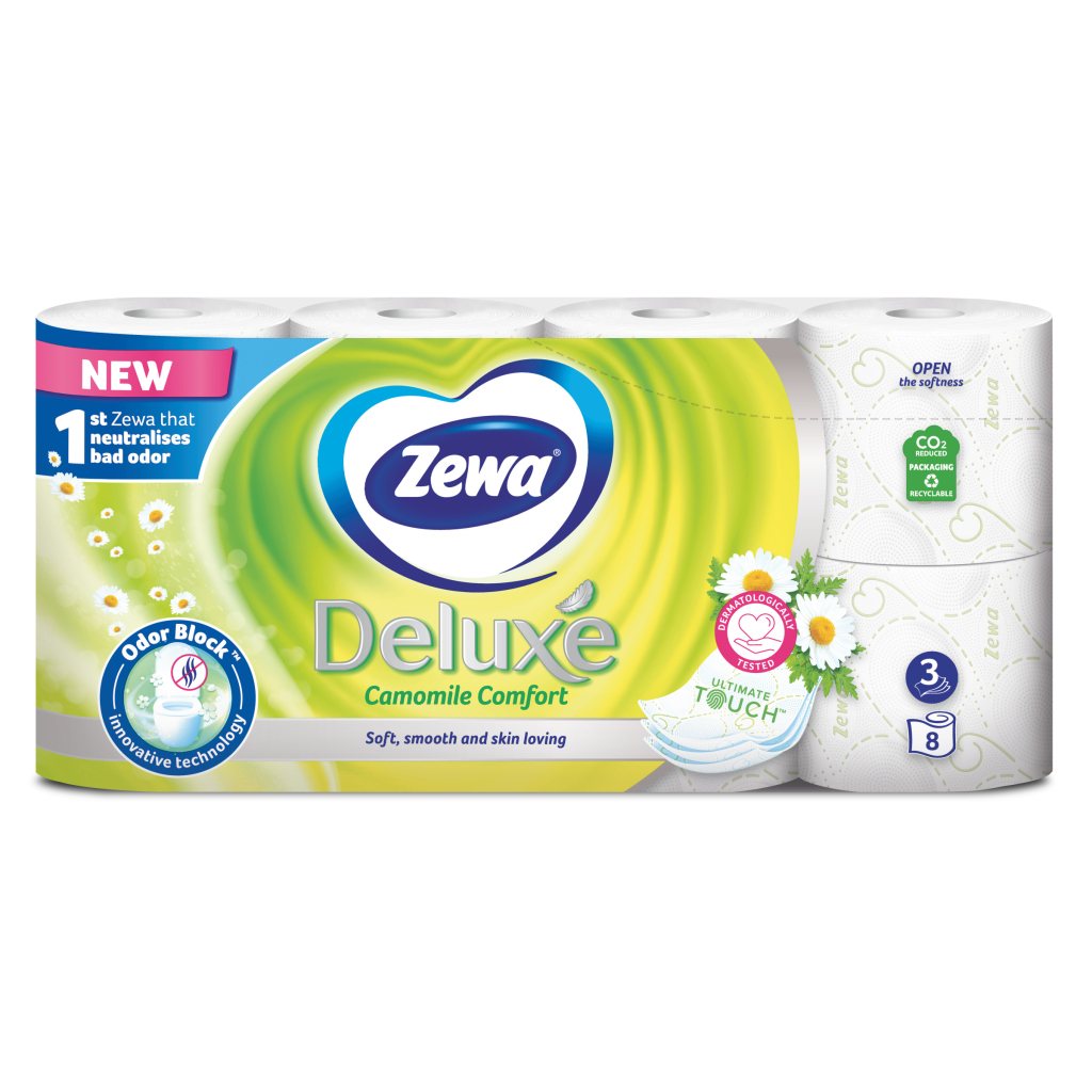 Туалетний папір Zewa Deluxe Ромашка 3 шари 8 рулонів (7322541171708) - изображение 1