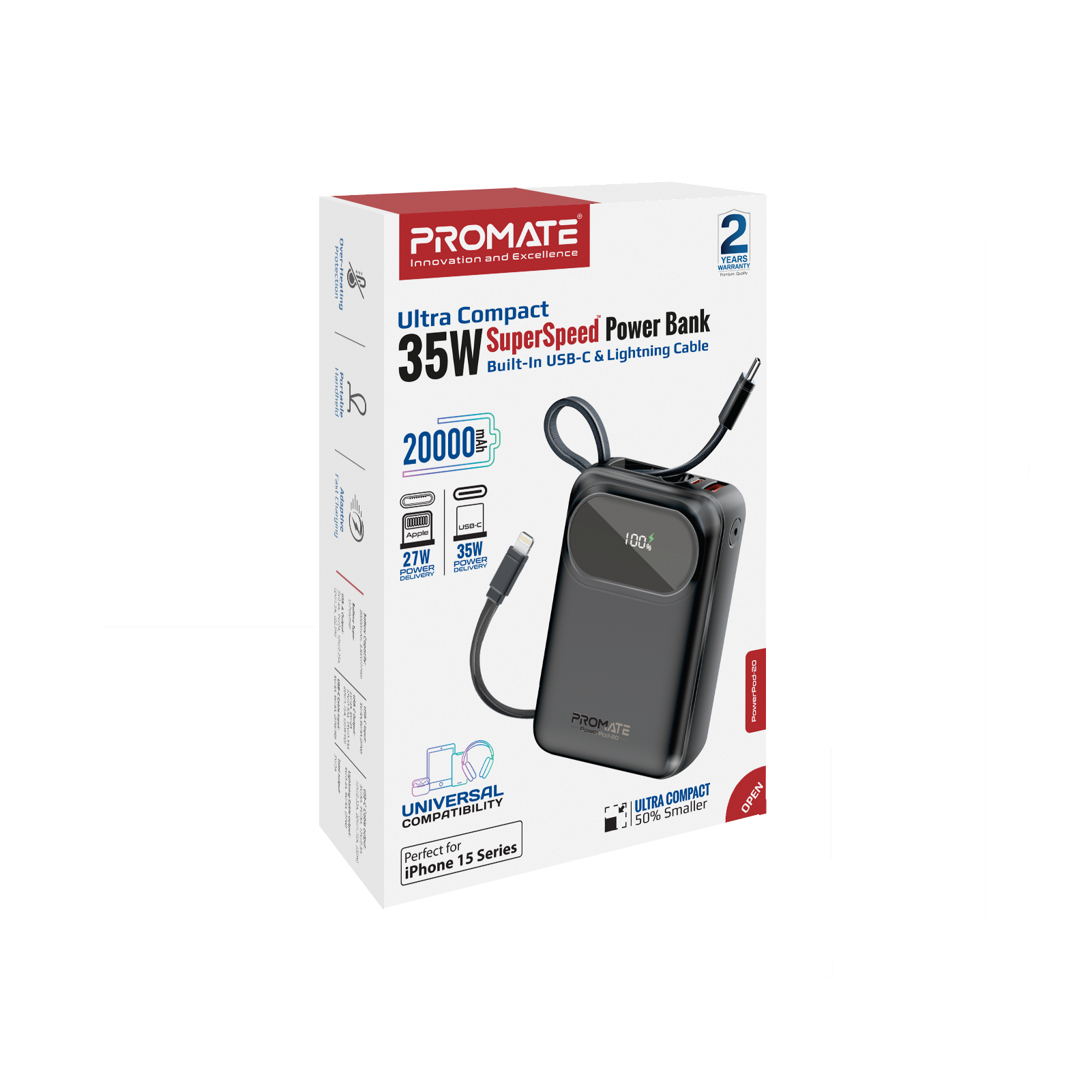 Універсальна мобільна батарея Promate PowerPod-20 20000mAh 35W Black - изображение 10