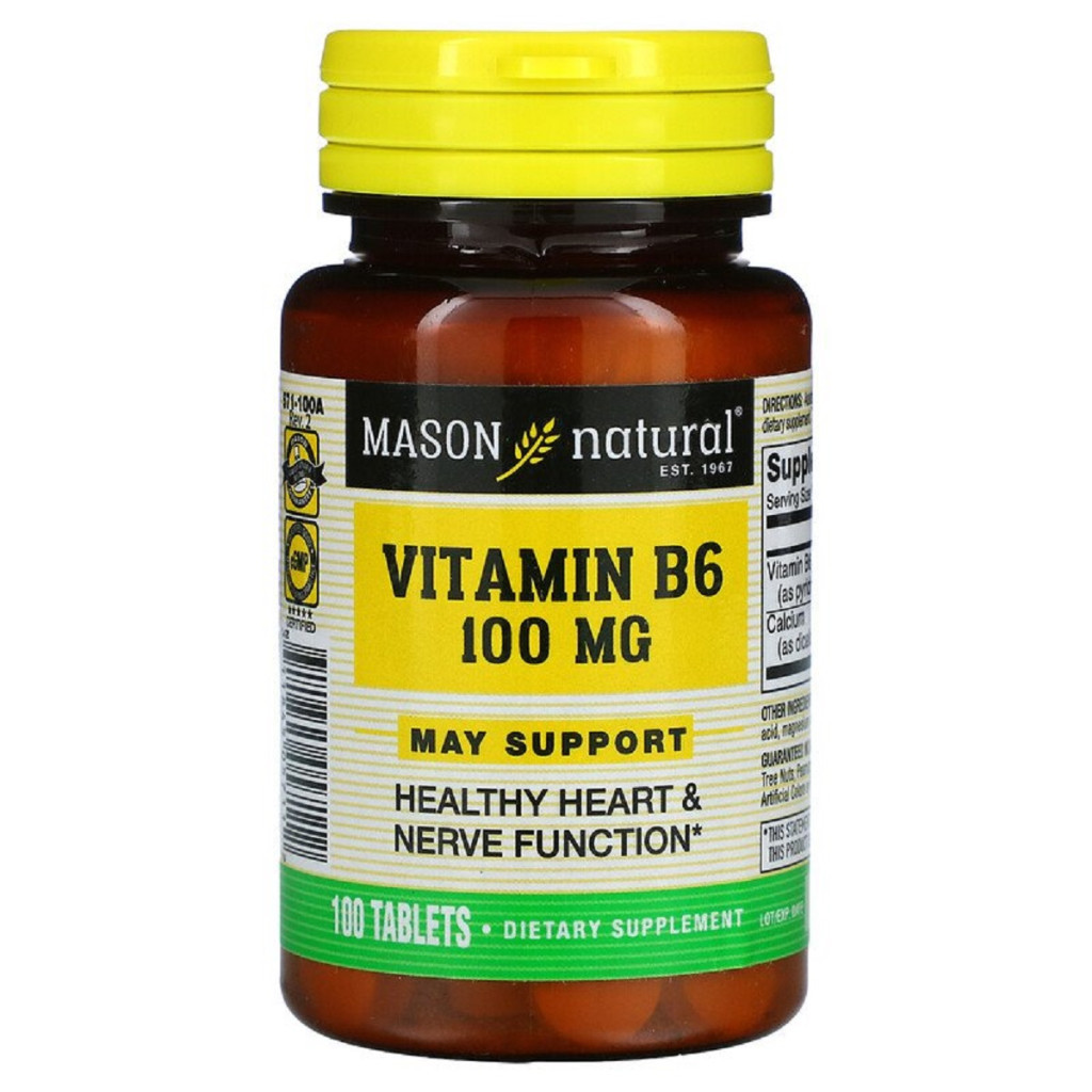 Вітамін Mason Natural Вітамін B6 100 мг, Vitamin B6, 100 таблеток (MAV05711) - зображення 1