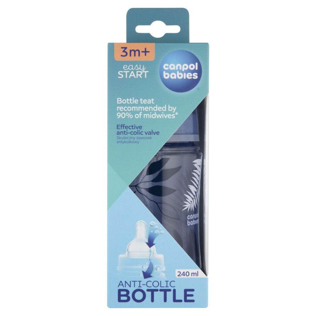 Пляшечка для годування Canpol babies Easystart GOLD 240 мл антикол. з широк., блакитна (35/240_blu) - зображення 4
