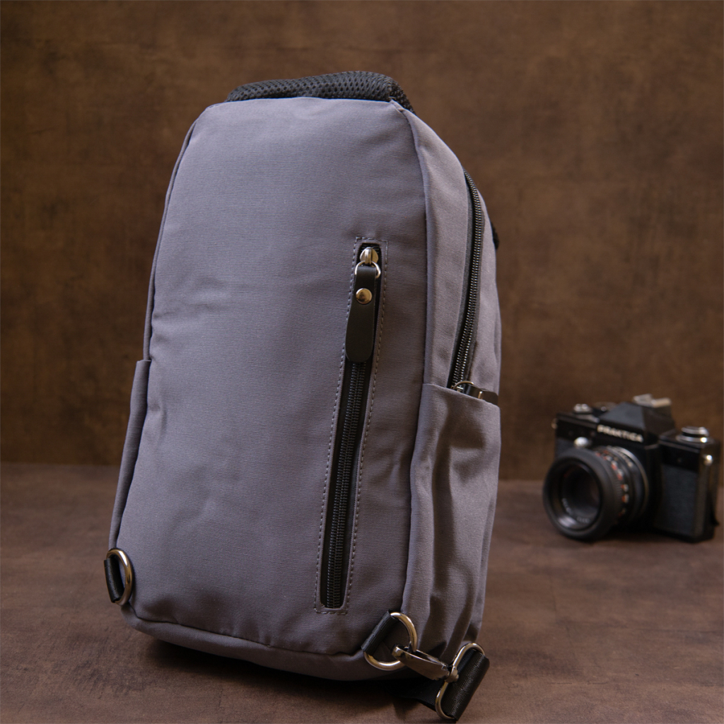 Сумка Vintage Через плече нейлон Сіра (20630) - зображення 11