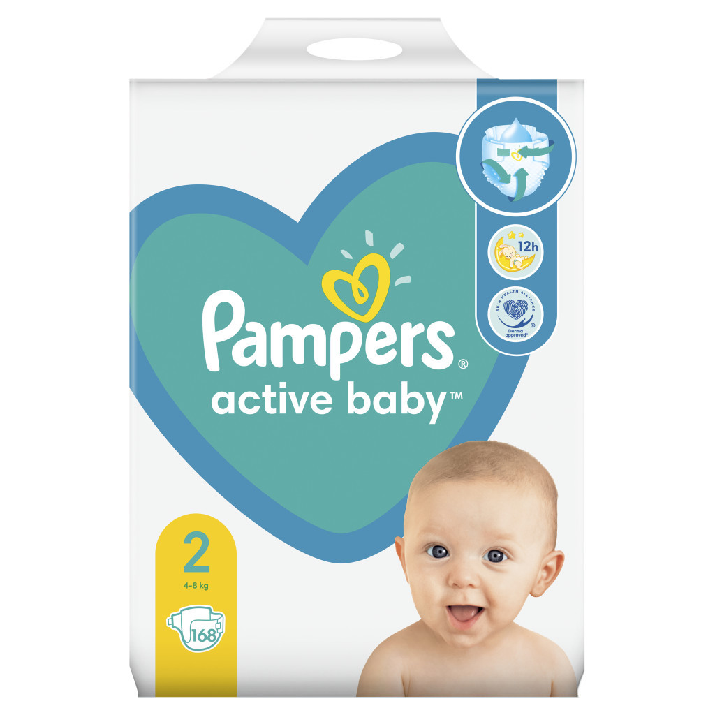 Підгузки Pampers Active Baby Розмір 2 (4-8 кг), 168 шт (8006540091319) - зображення 2