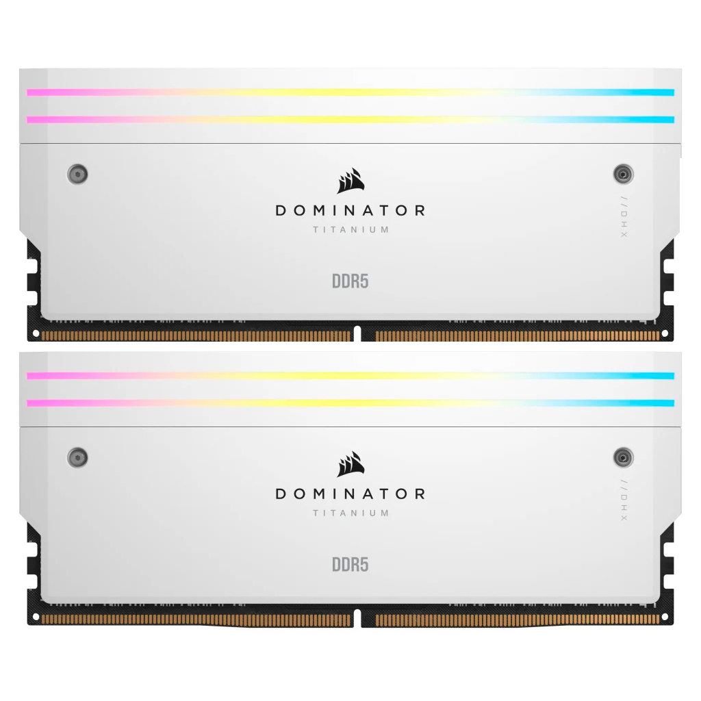 Модуль пам'яті для комп'ютера DDR5 32GB (2x16GB) 6000 MHz Dominator Titanium RGB White Corsair (CMP32GX5M2B6000C30W) - зображення 1