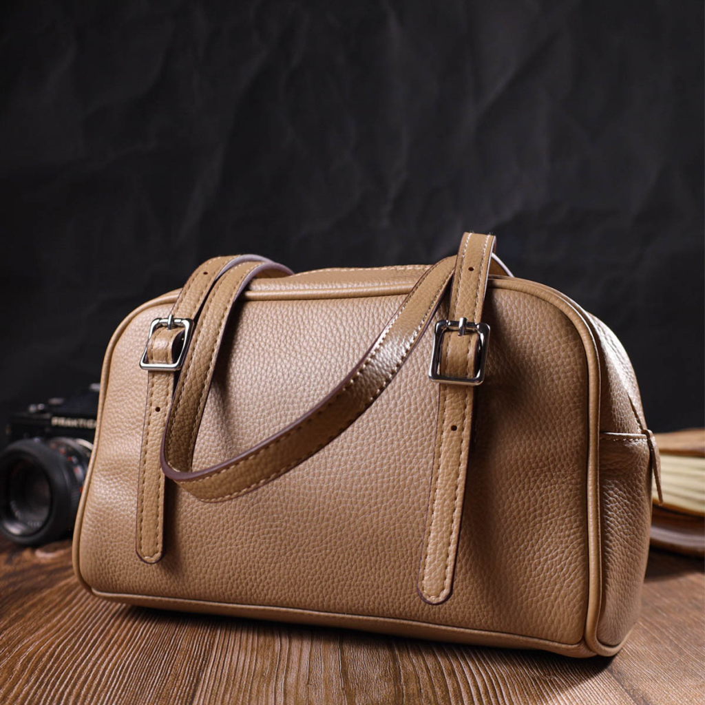 Сумка Vintage Ділова зі знімними ручками із натуральної шкіри Бежева (22077) - зображення 7