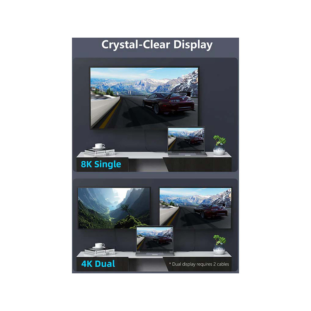 Дата кабель USB-C to USB-C 1.0m Thunderbolt 4 100W (20V/5A) 8K60Hz Cabletime (CA915422) - зображення 6