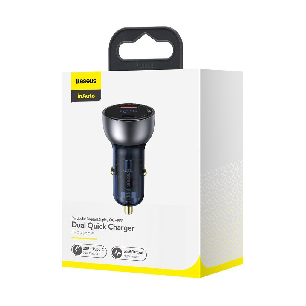 Зарядний пристрій Baseus Particular Digital Display QC+PPS Dual Quick Charger Car Charger 65W Shallow tarnish (CCKX-C0A) - зображення 5