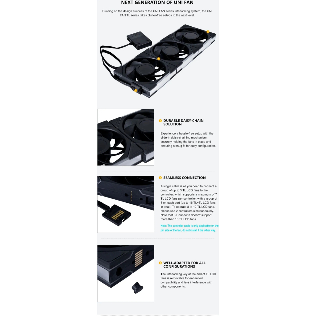 Кулер до корпусу Lian Li Reverse TL LCD 140-1, Black (G99.14RTLLCD1B.00) - зображення 10