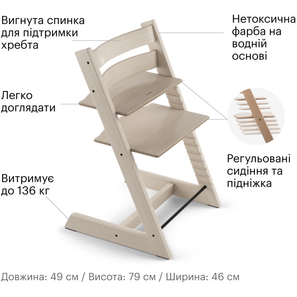 Стілець для годування Stokke Tripp Trapp, Whitewash (слонова кістка) (100105) - зображення 5