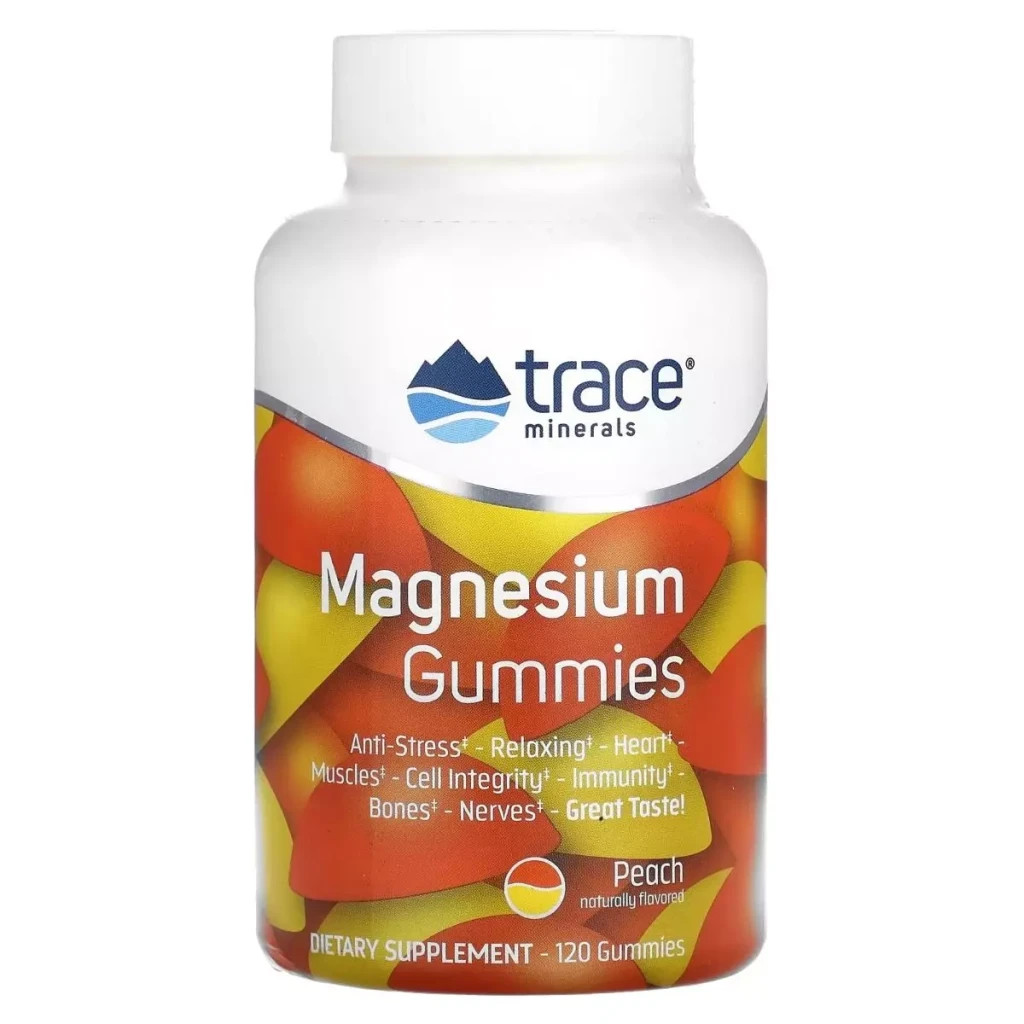 Мінерали Trace Minerals Магній, смак персика, Magnesium Gummies, 120 жувальних цукерок (TMR-00689) - зображення 1