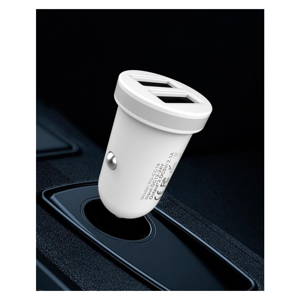 Зарядний пристрій XO CC18 2.1A/2 USB White (XO-CC18-WH) - зображення 2