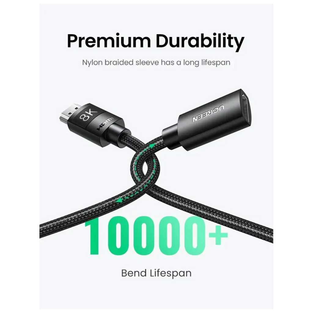 Кабель мультимедійний HDMI M to HDMI F 0.5m 8K HD151 black UGREEN (40400) - зображення 5