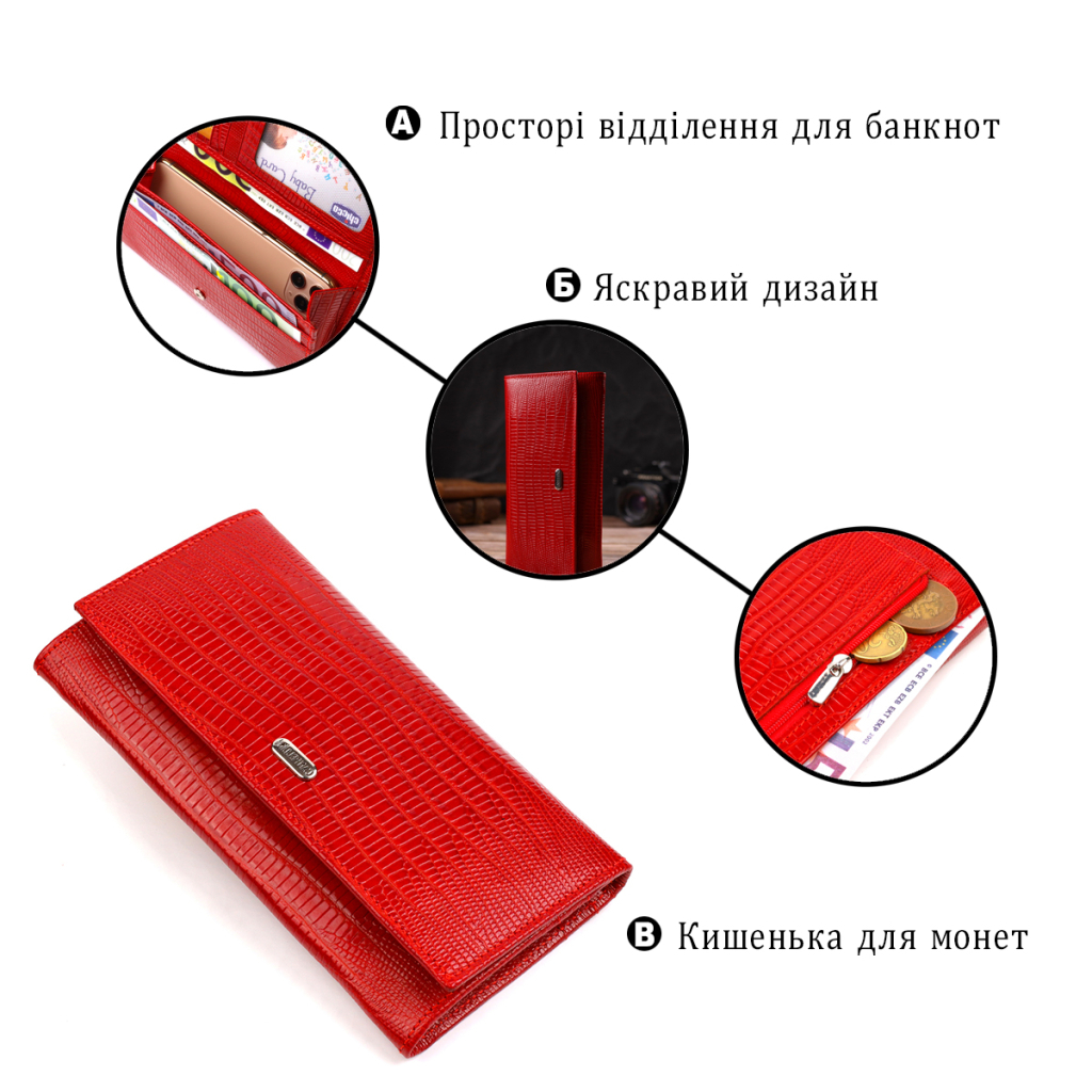 Гаманець Canpellini З натуральної шкіри Червоний (21823) - зображення 4