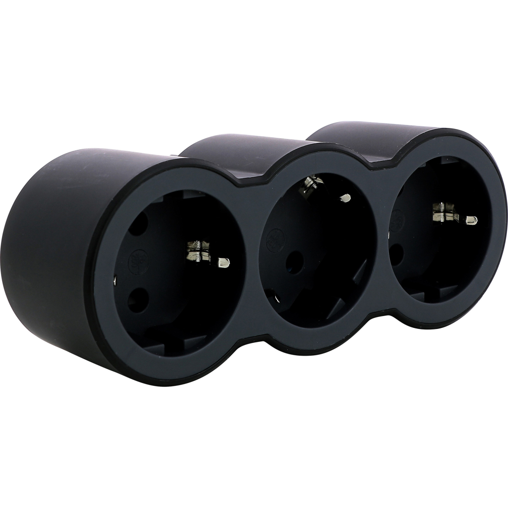 Мережевий розгалужувач Legrand СТАНДАРТ 3х2К+З фронтальні розетки , колір Чорний (694519) - зображення 2