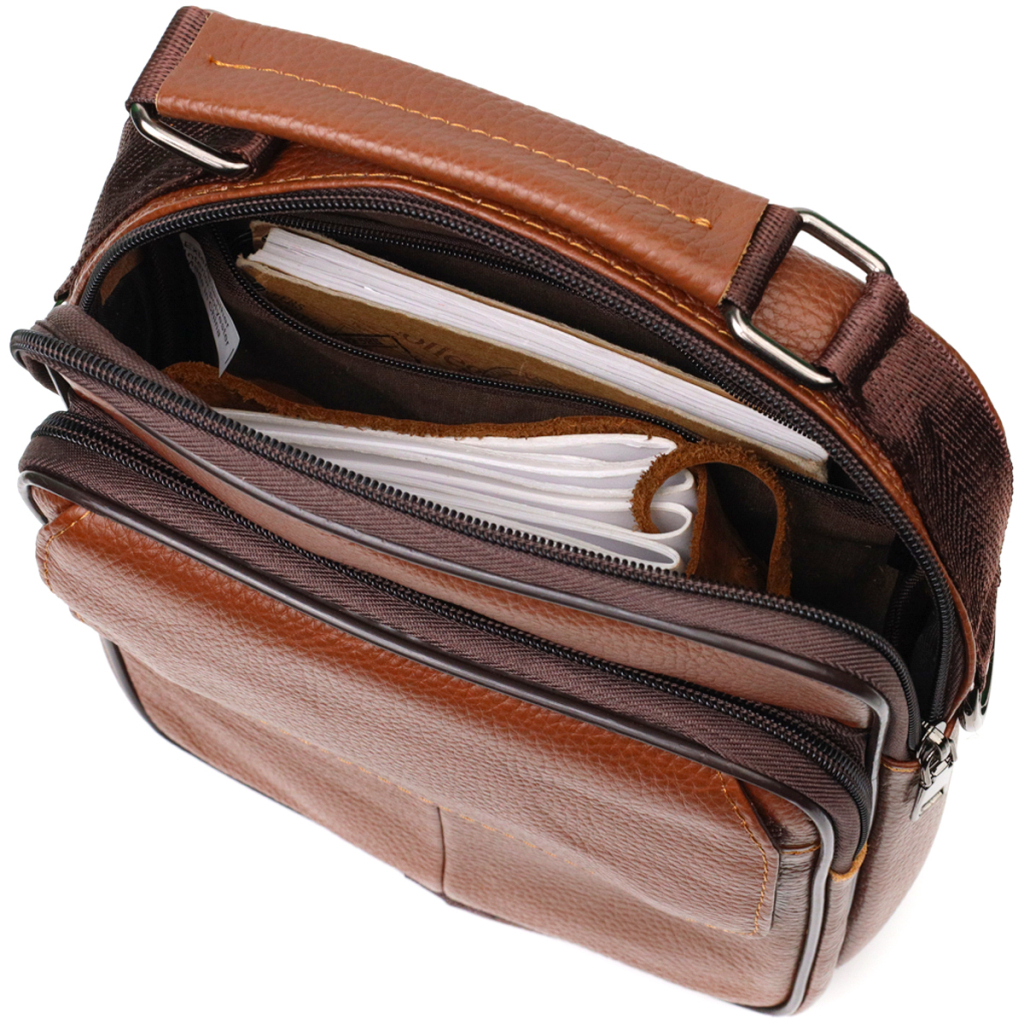 Сумка Vintage Месенджер з натуральної шкіри Світло-коричнева (21951) - зображення 7