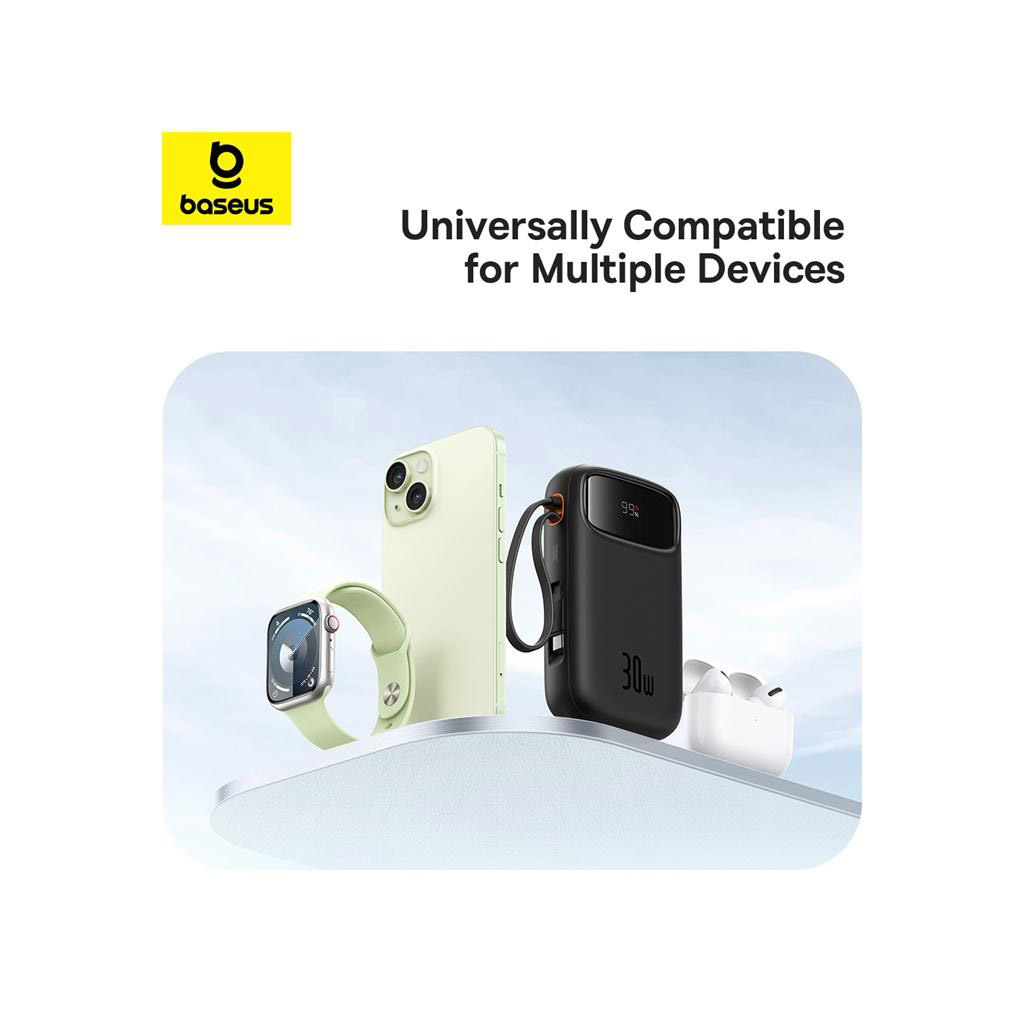 Батарея універсальна Baseus QPow2 20000mAh 30W, with 2*Type-C Cable, Black (P10055009113-00) - зображення 9