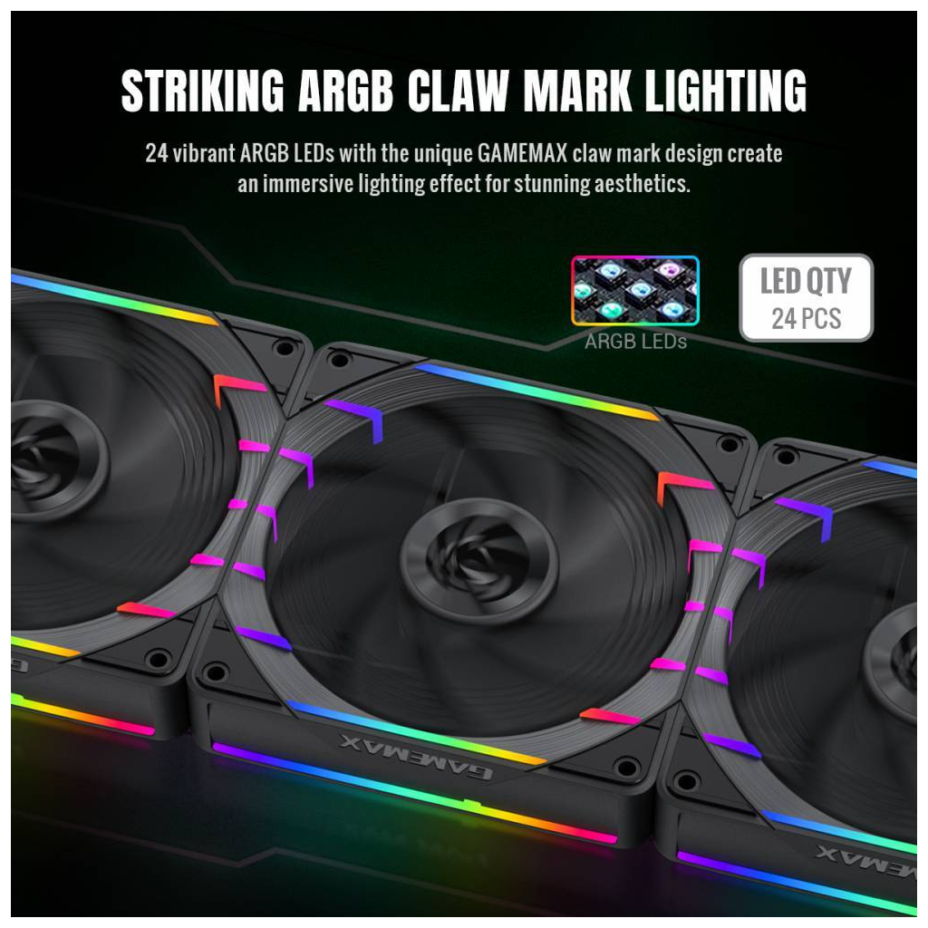 Кулер до корпусу Gamemax Tornado T12 ARGB - зображення 6
