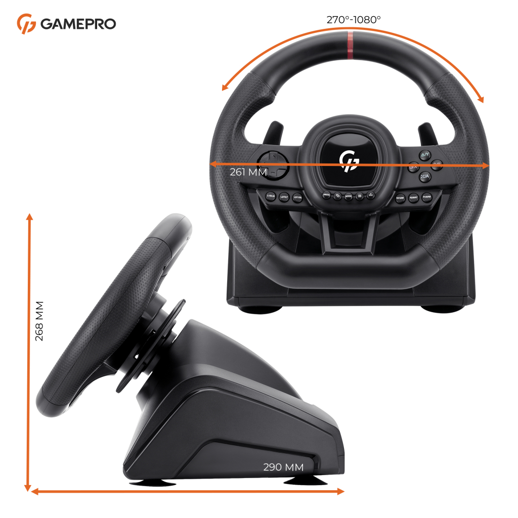 Кермо GamePro RW038PM з педалями та коробкою передач PC/XBOX360/XBOXONE/SWITCH/PS3/PS4 (RW038PM) - зображення 18