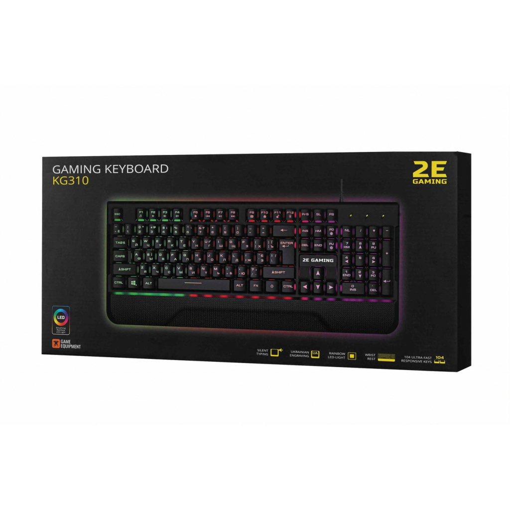 Клавіатура 2E KG310 LED USB Black Ukr (2E-KG310UB) - зображення 7