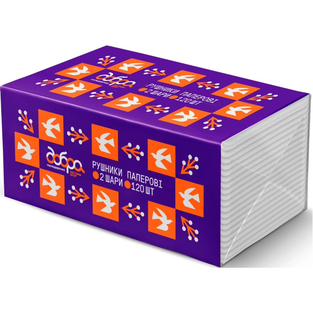 Паперові рушники Добра Господарочка Колекція Вибійка V-складання 2 шари 120 шт. (4820086524100) - зображення 1
