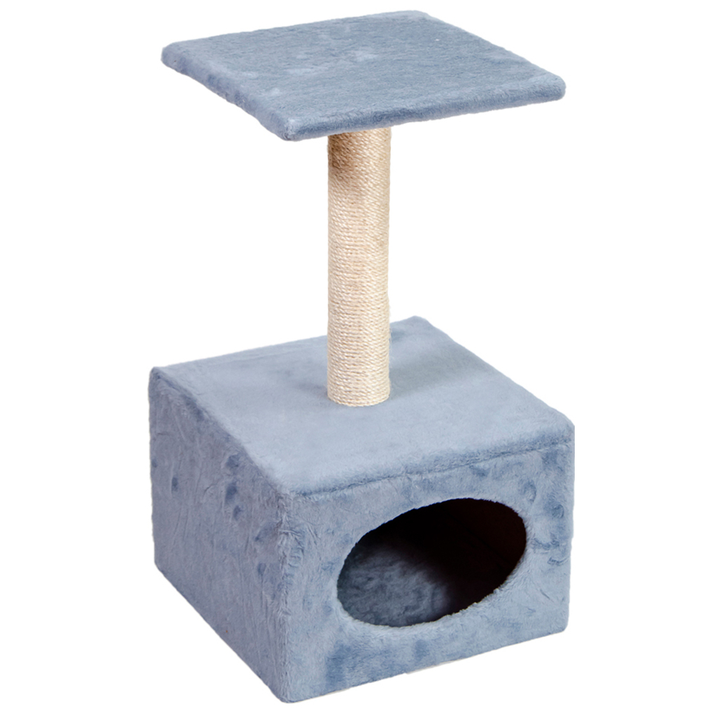 Дряпка (кігтеточка) для котів Природа Д11 з будкою велика (сіра) (4820157403105) - зображення 1