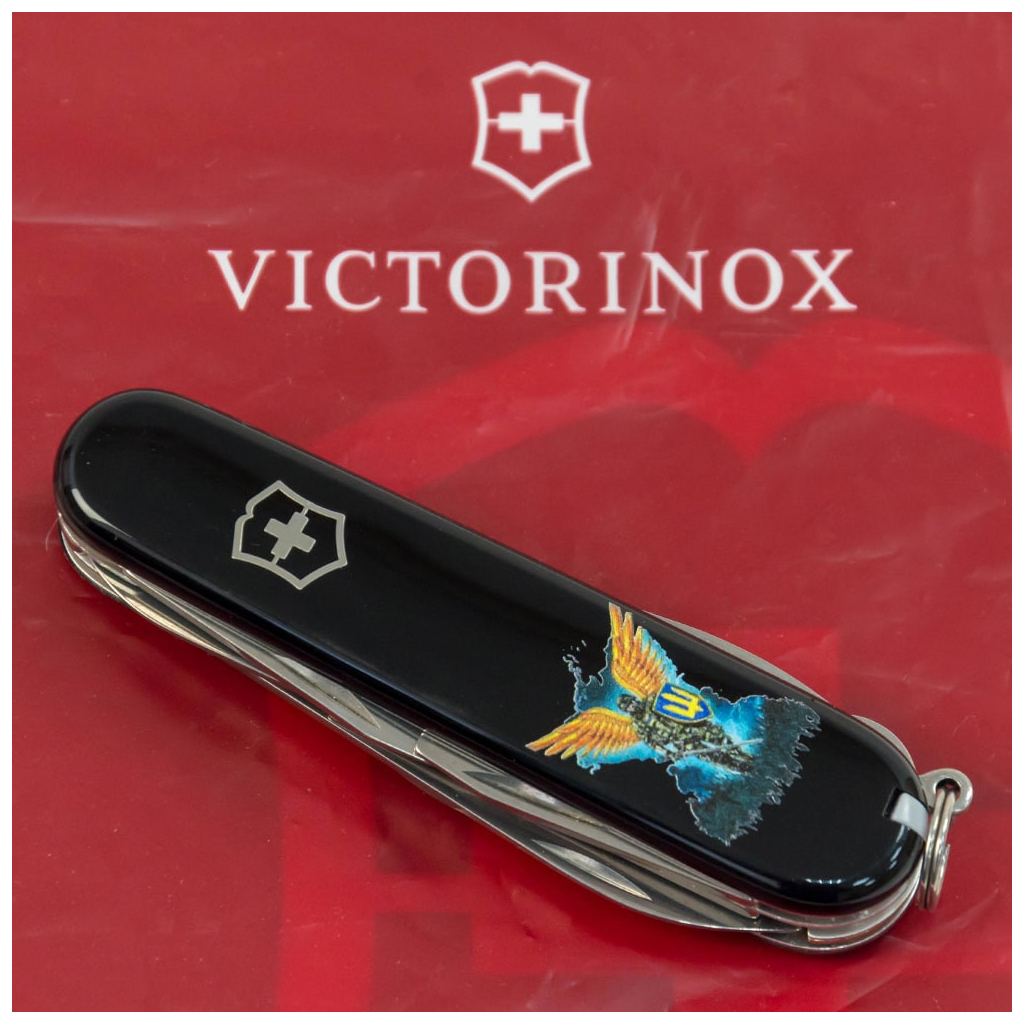 Ніж Victorinox Climber Ukraine Black "Янгол ЗСУ" (1.3703.3_T1061u) - зображення 2