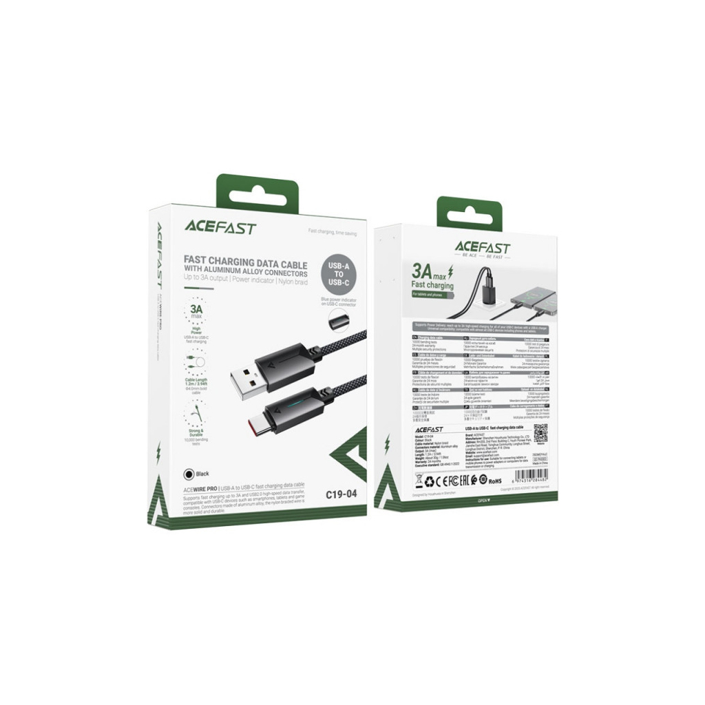 Дата кабель USB 2.0 AM to USB-C 1.2m 60W black Acefast (6974316284482) - зображення 4