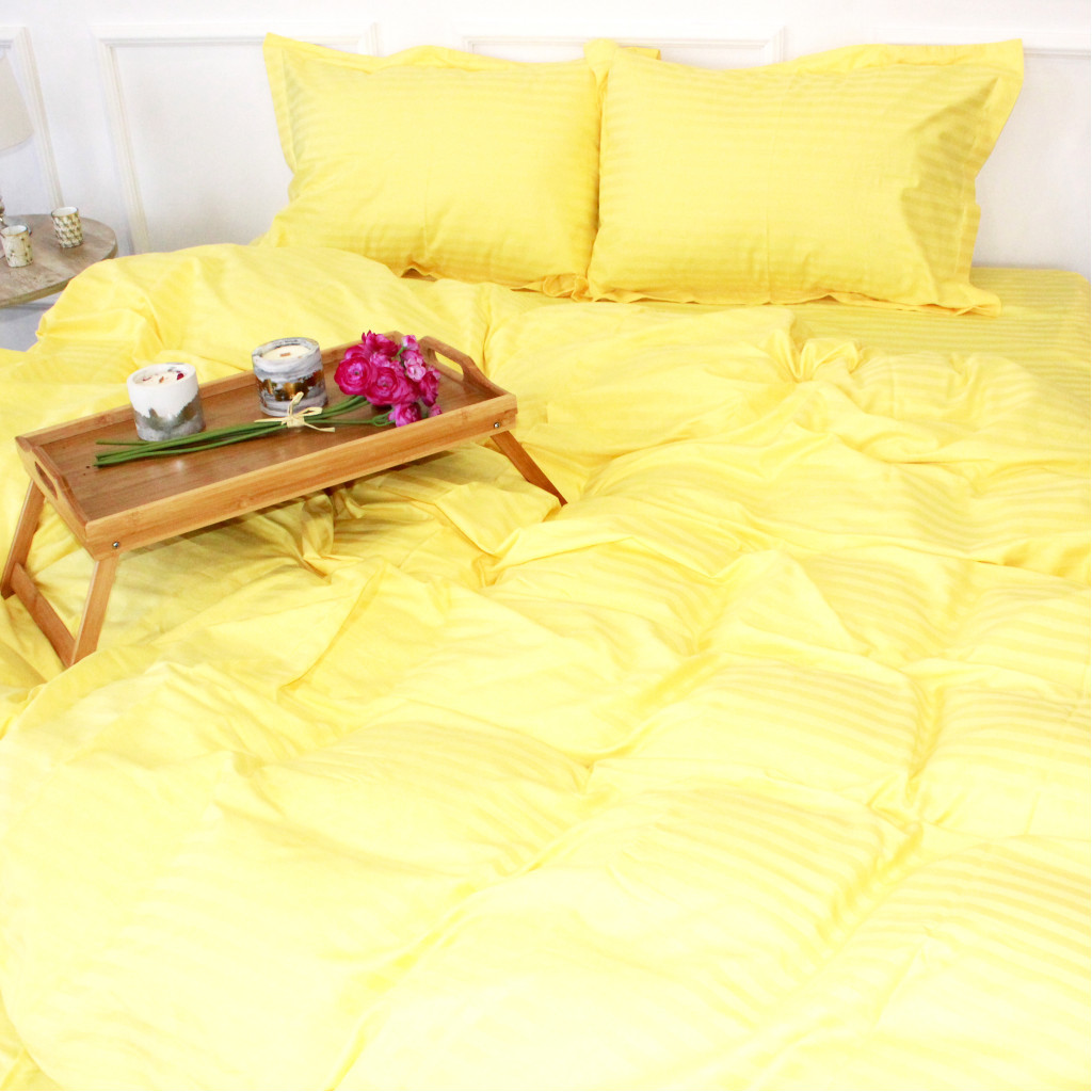 Постільна білизна MirSon Satin Stripe 30-0003 Intense Yellow 160х220 Сімейна (2200005248232) - зображення 3
