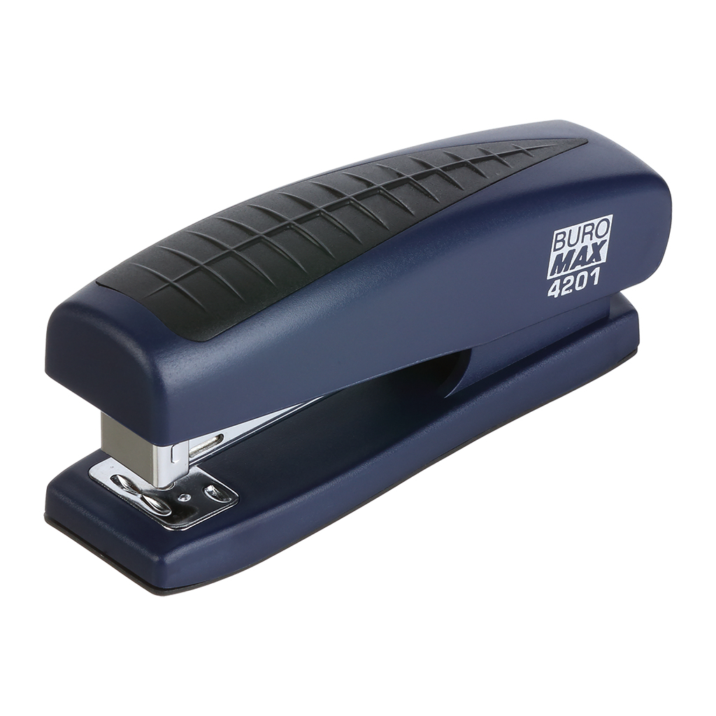 Степлер Buromax пластиковий, 20 аркушів, (скоби №24;26), 123 х 36 х 52 мм, синій (BM.4201-02) - зображення 1