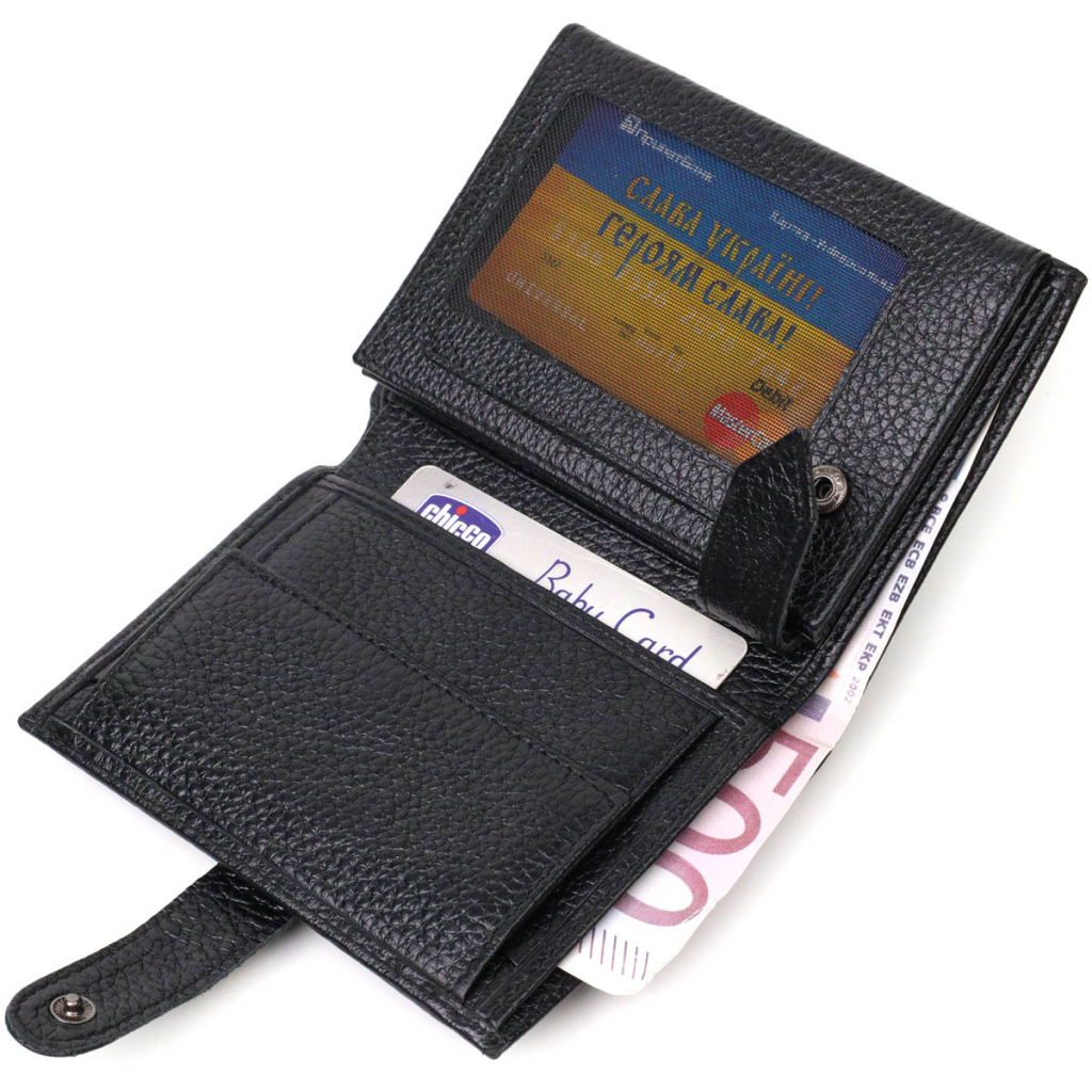 Портмоне Bond Accessories З натуральної зернистої шкіри Чорне (22055) - изображение 6