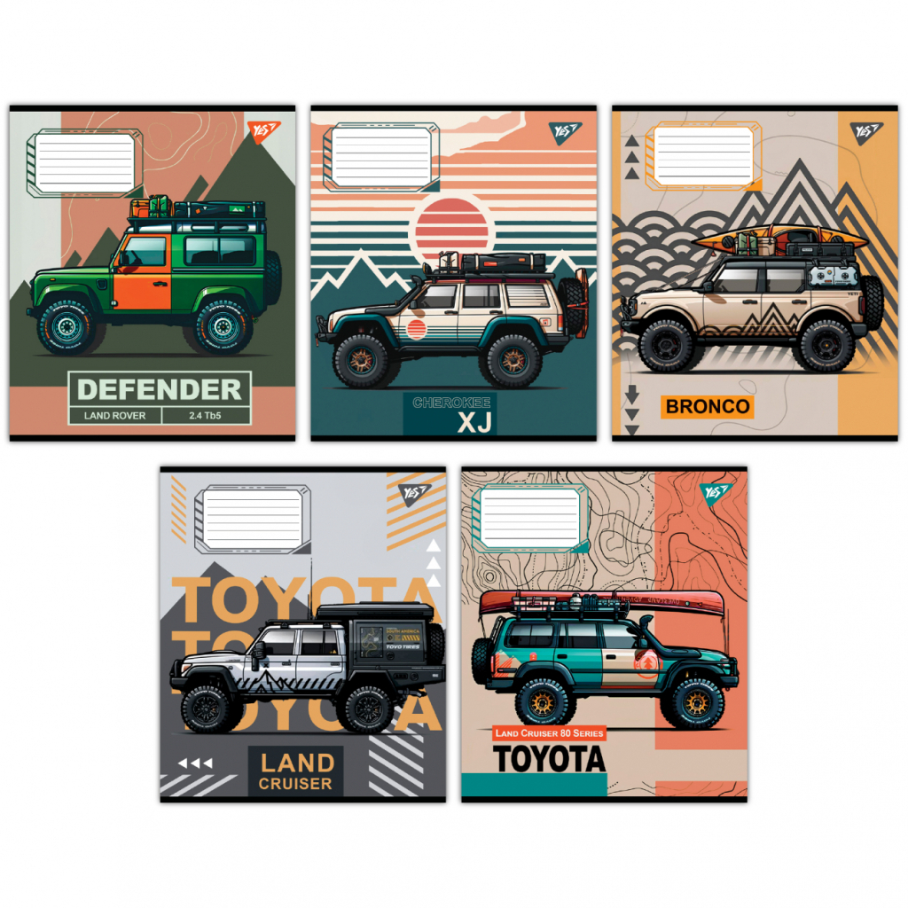 Зошит Yes Off road vehicle А5 36 аркушів клітинка (767335) - зображення 1